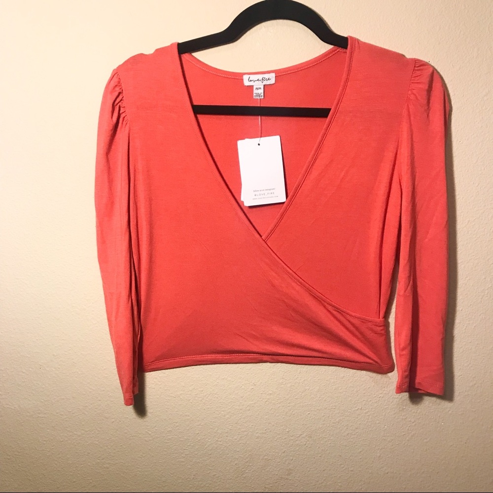 Love Fire Crop Top Coral Crop Top Size Medium